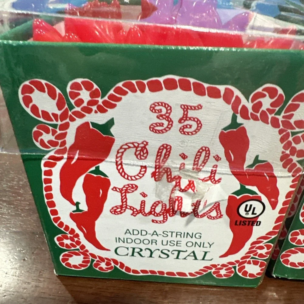 Crystal 35 Red Chili Pepper Lights 20' Add-a-String Indoor Electric New Tested 6